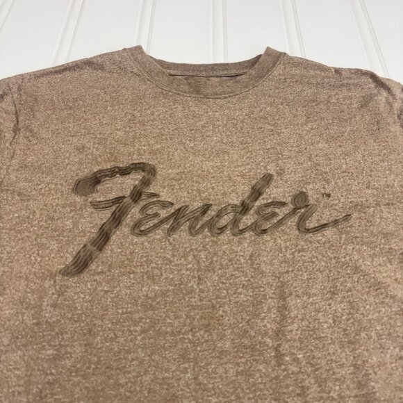 Vintage Fender Brown Short Sleeve T-Shirt XXL embroidered Crew Neck Casual - Picture 2 of 7